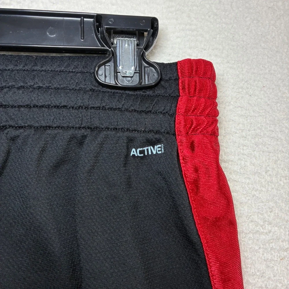 Y2K Adidas Baggy Track Pants Men L Black Red Silky Sweatpants Drawstring Vintage